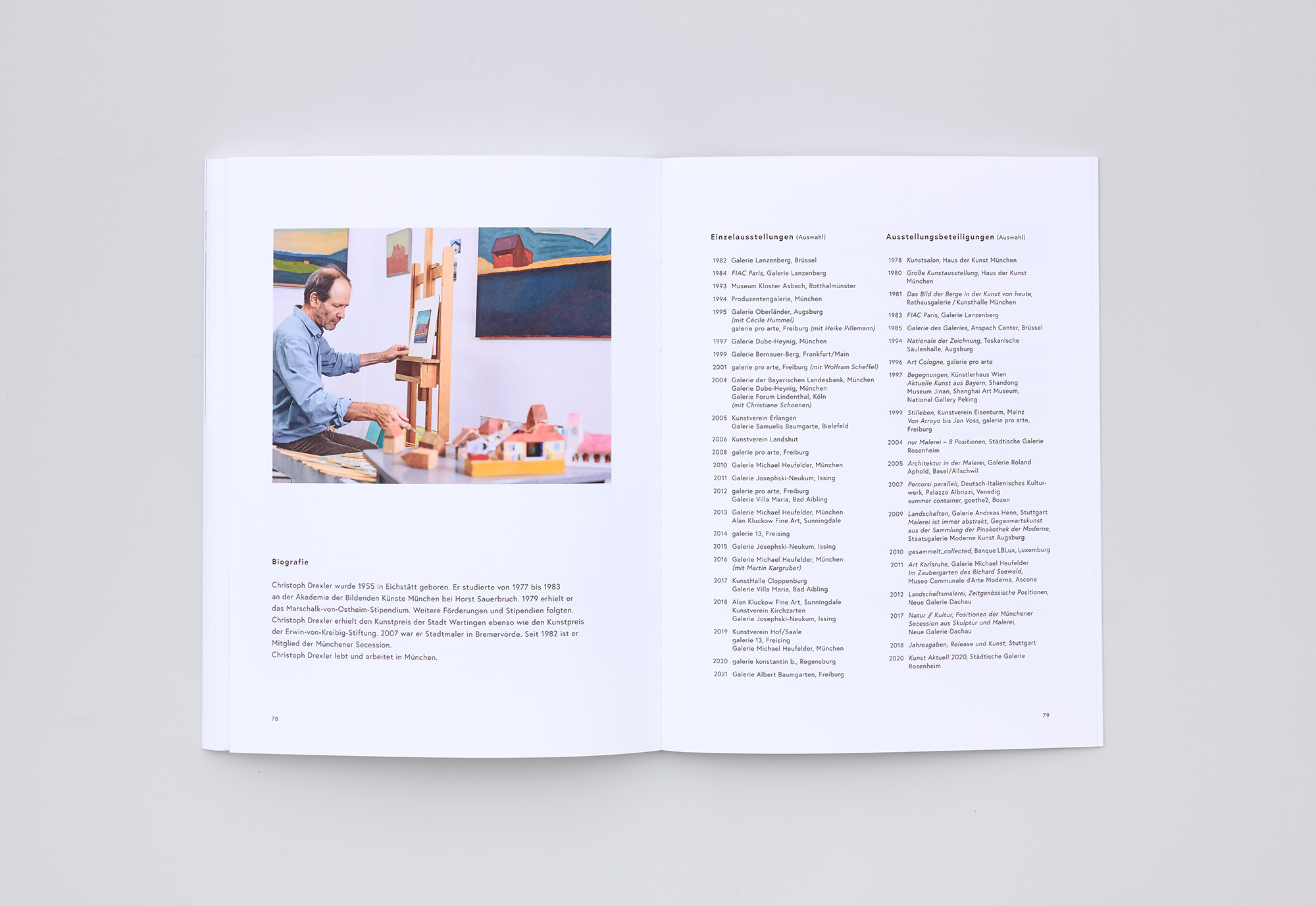 Christoph Drechsler Malerei 2011–2019 Doppelseite mit Künstlerportrit und biografischen Daten