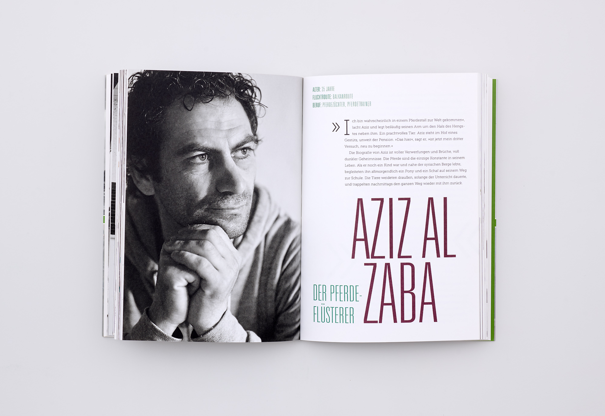 Fremdenzimmer 16 junge Männer aus Syrien und ihre Geschichten Doppelseite Aziz al Zaba