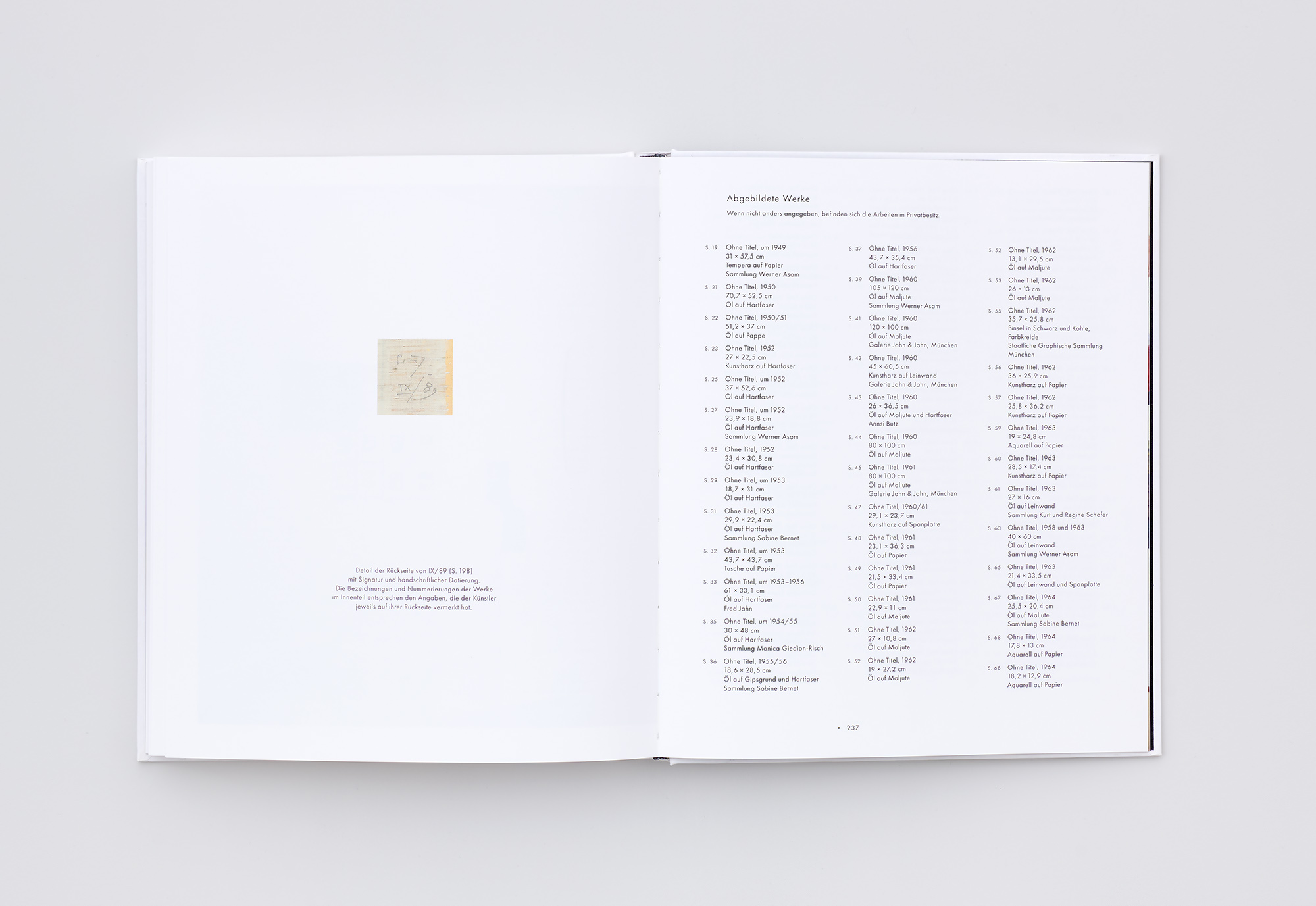 Heinz Butz Malerie 1949–2018 Liste der abgebildeten Werke